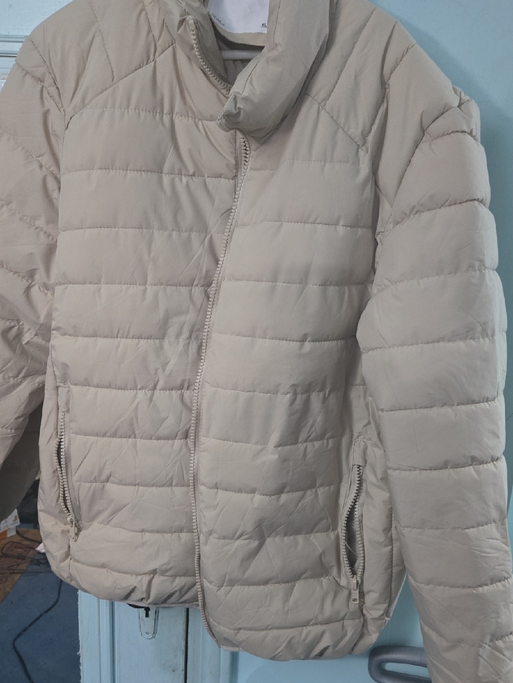 Five Four Light Beige Quilted Puffer Jacket